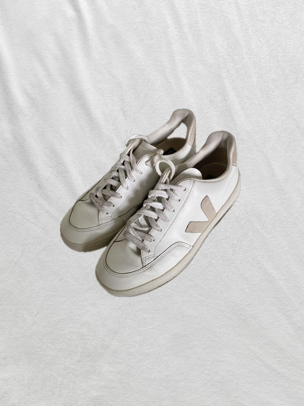 Veja White Sneakers with Beige Accents